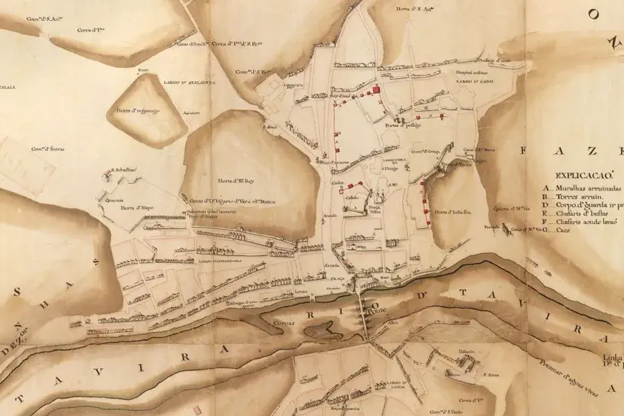 Tavira i fugleperspektiv, ca. 1797 (originalkortet)