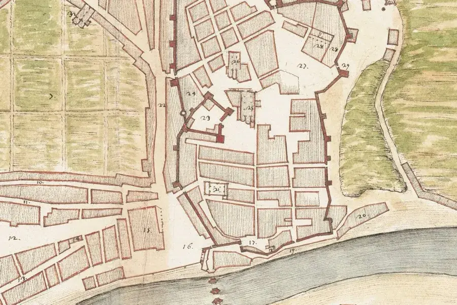 Byplan over Tavira fra 1500-tallet (originalkortet)
